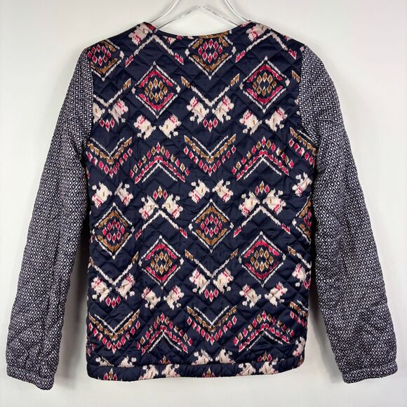 Y2K Roxy quilted jacket S Ikat mixed print boho blue pink full zip Patchwork - Picture 6 of 14